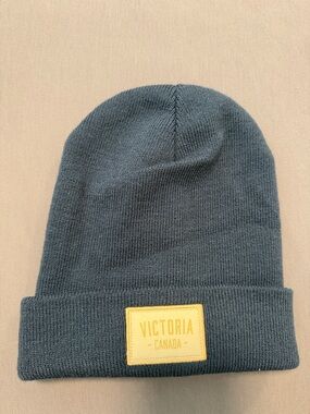 Victoria Canada Knit Beanie Toque Blue Teal Patch Logo One Size